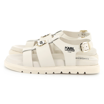 Buckled leather sandals KARL LAGERFELD KIDS GIRL