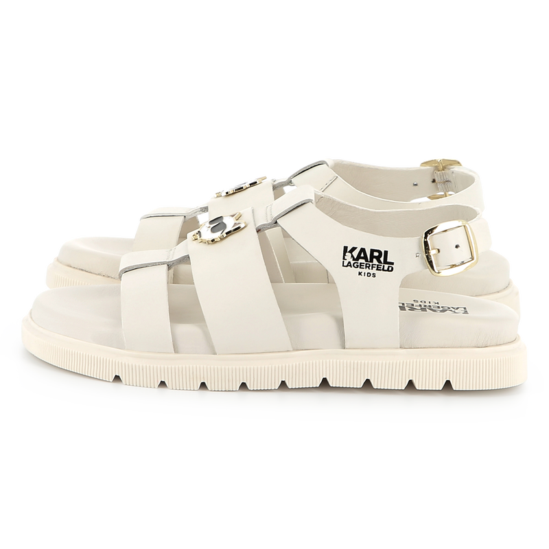 Buckled leather sandals KARL LAGERFELD KIDS 
                        GIRL