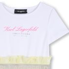 Bi-Material Short-Sleeved Dress KARL LAGERFELD KIDS 
                    GIRL