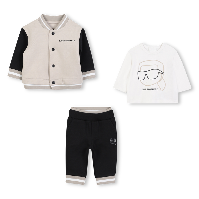 Cardigan and pants set in double jersey KARL LAGERFELD KIDS 
                    BOY