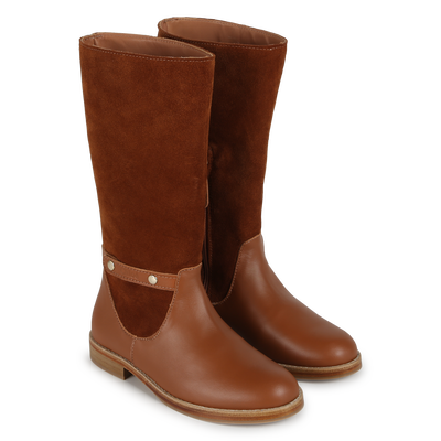 Two-Material Leather Boots CHLOE GIRL