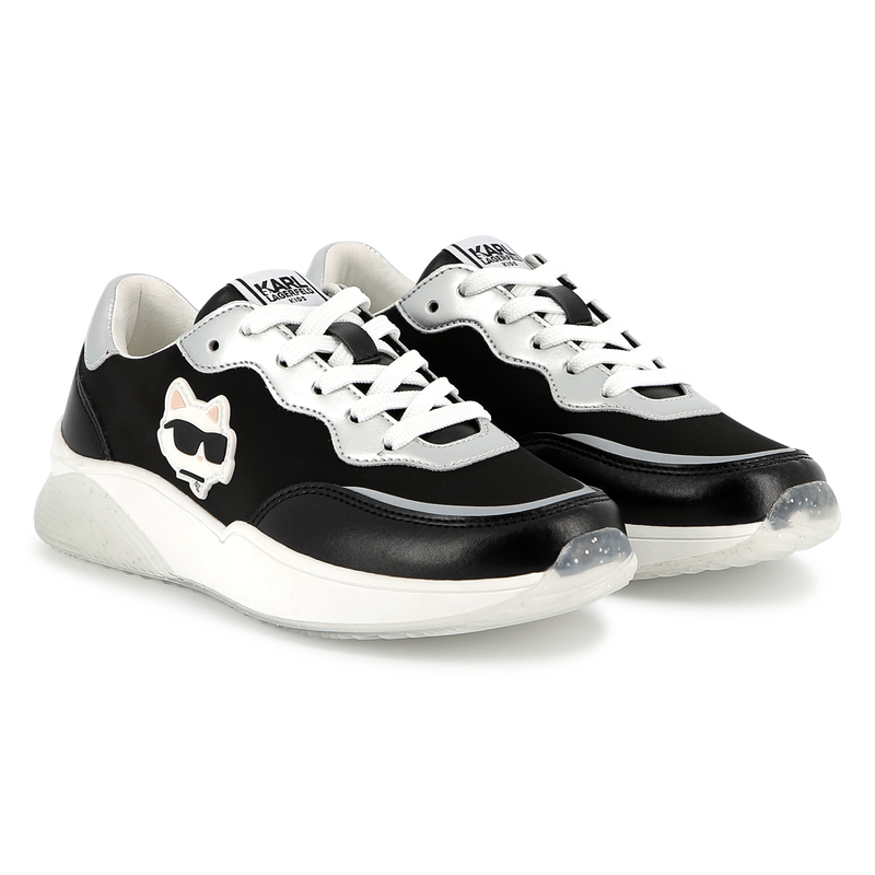 Lace-up sneakers with badge KARL LAGERFELD KIDS 
                        GIRL