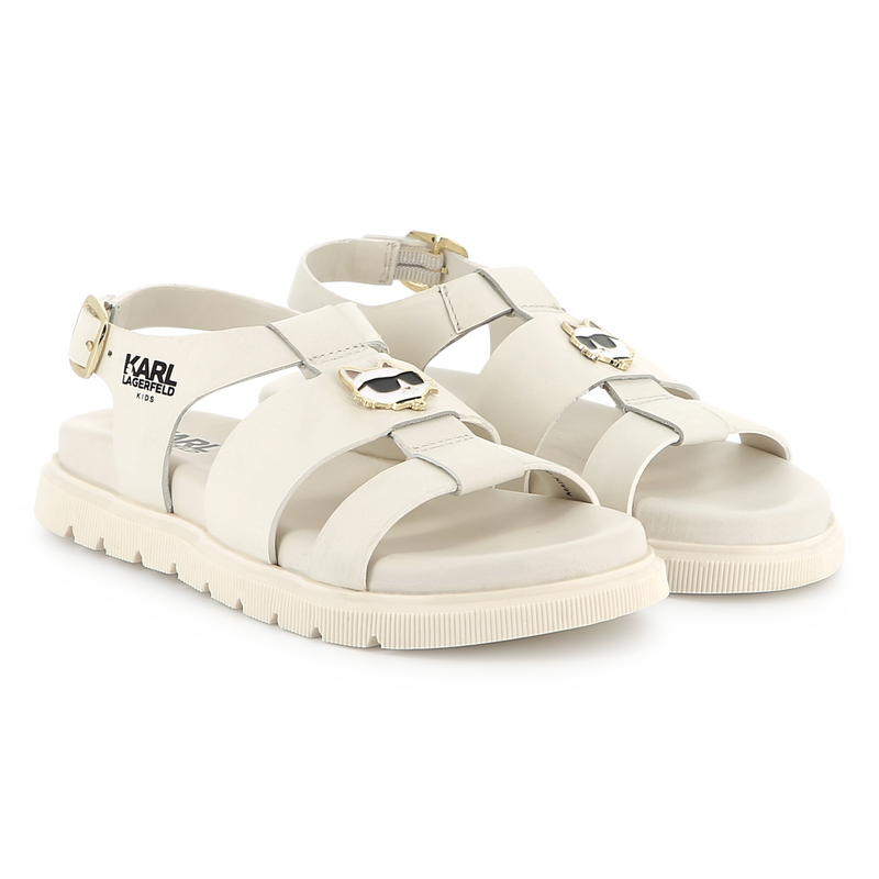 Buckled leather sandals KARL LAGERFELD KIDS 
                        GIRL