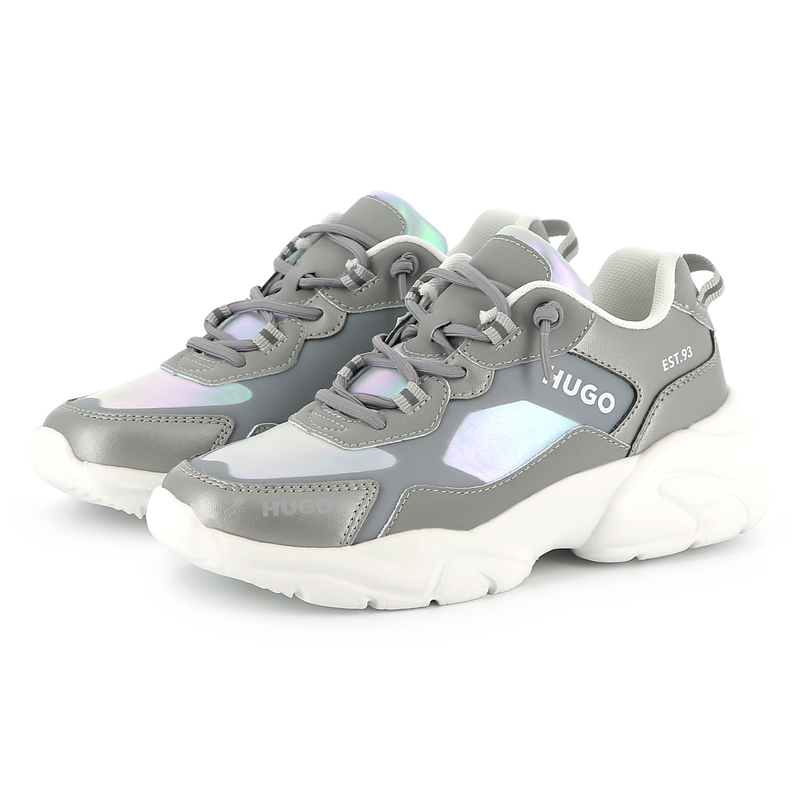 Bi-material lace-up sneakers HUGO 
                        GIRL
