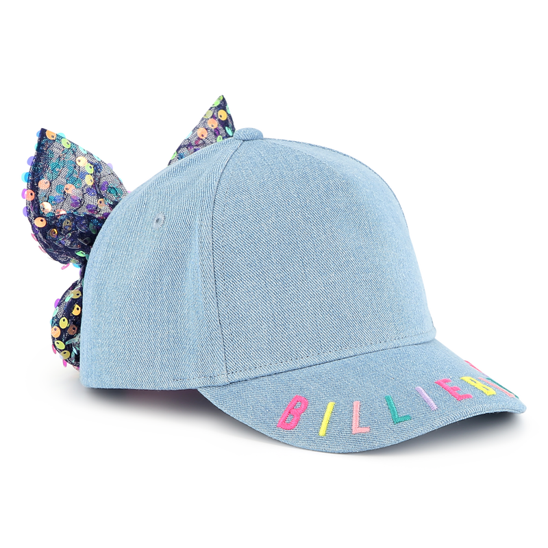 Denim baseball cap with bow