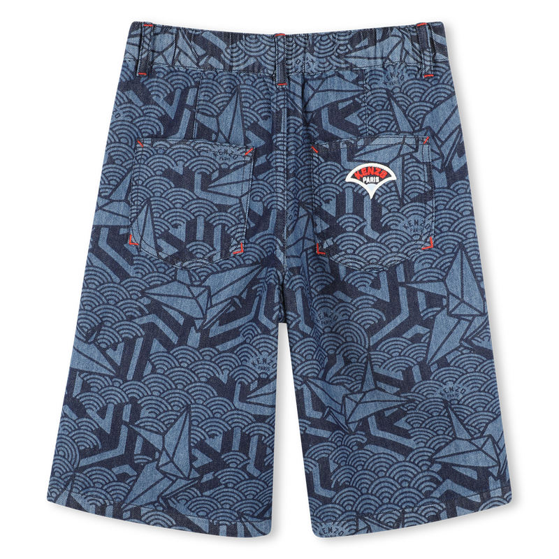 Printed denim Bermuda shorts KENZO KIDS 
                        BOY