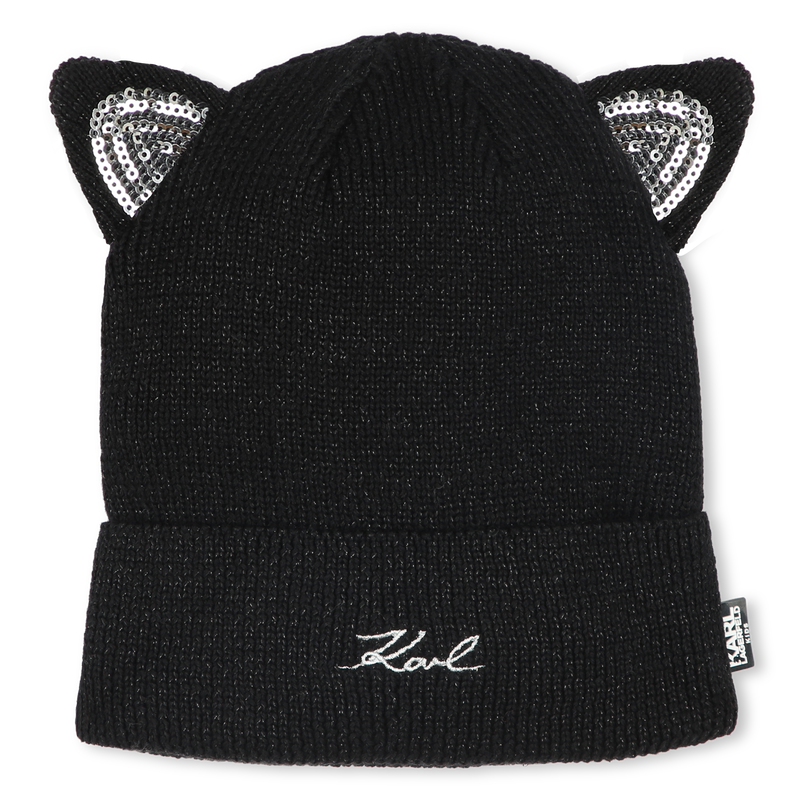 Cat-Ear Metallic Beanie KARL LAGERFELD KIDS 
                    GIRL