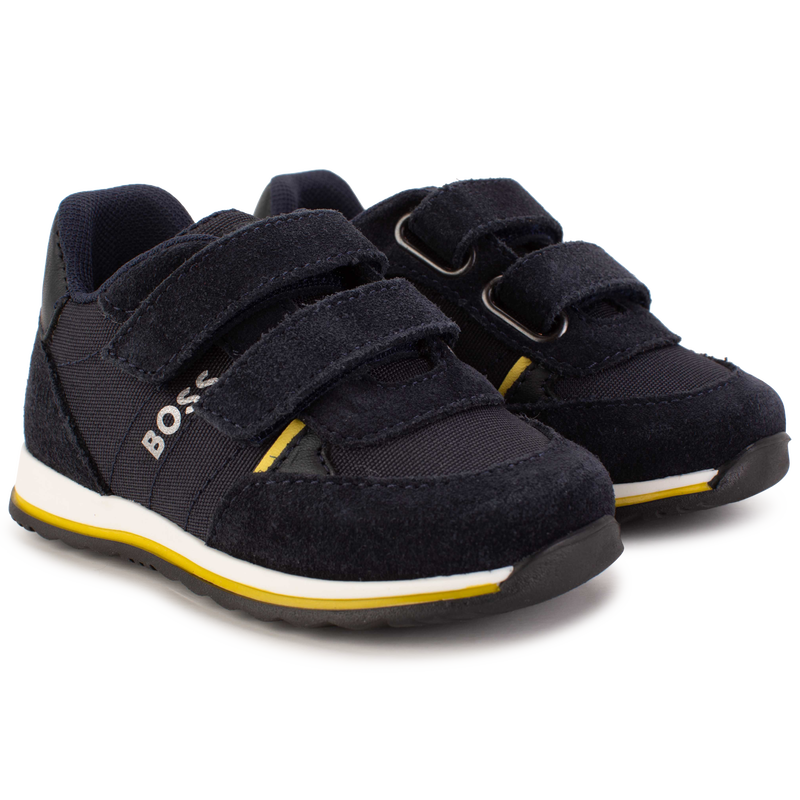 BOSS Leather hook and loop sneakers