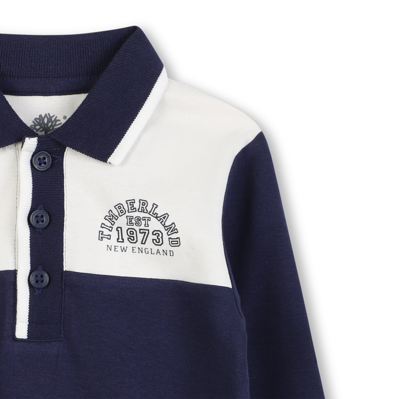 Two-tone cotton polo shirt with ribbed edge TIMBERLAND 
                    BOY