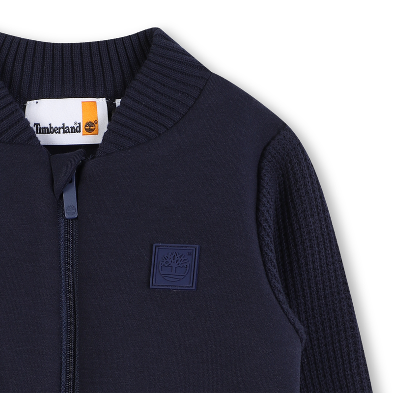 Zip-up cardigan with contrasting sleeves TIMBERLAND 
                    BOY
