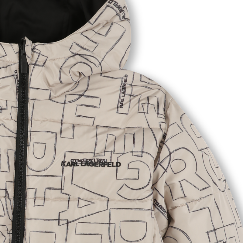 Reversible hooded down jacket KARL LAGERFELD KIDS 
                    BOY