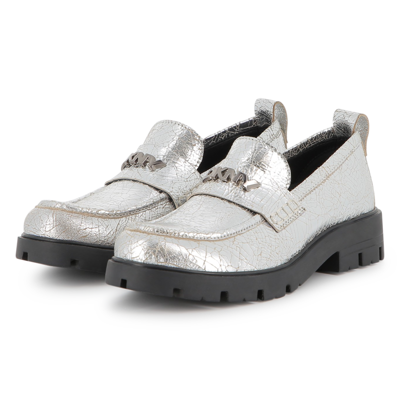 Metallic cowhide leather loafers DKNY 
                        GIRL
