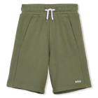Plain fleece Bermuda shorts, DARK GREEN, hi-res
