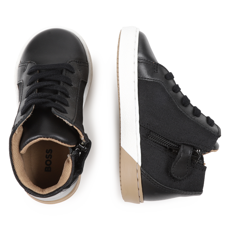 Leather sneakers with zip BOSS 
                    BOY