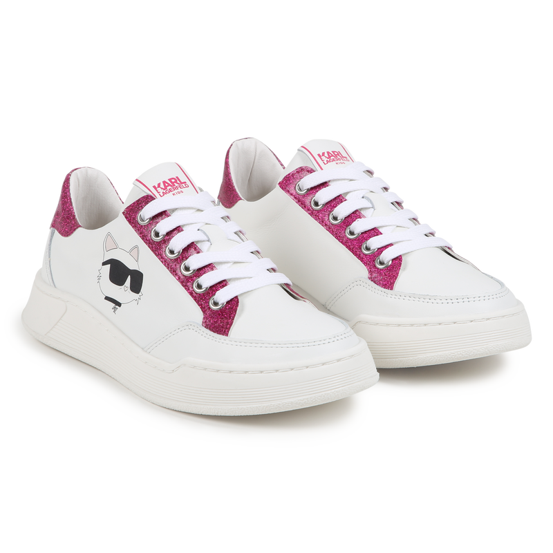 Leather Lace-Up Sneakers KARL LAGERFELD KIDS 
                        GIRL