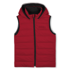 Flann-effect hooded puffer jacket, DARK RED, hi-res