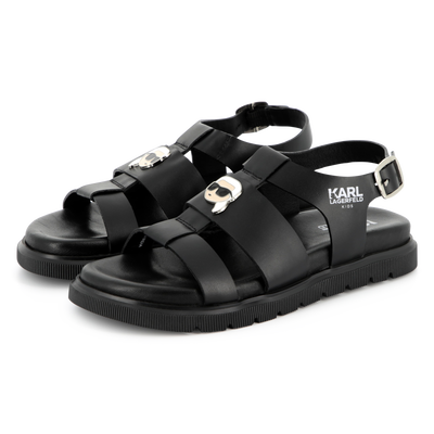 Buckled leather sandals KARL LAGERFELD KIDS GIRL