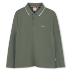 Long-sleeved polo shirt, GREEN, hi-res