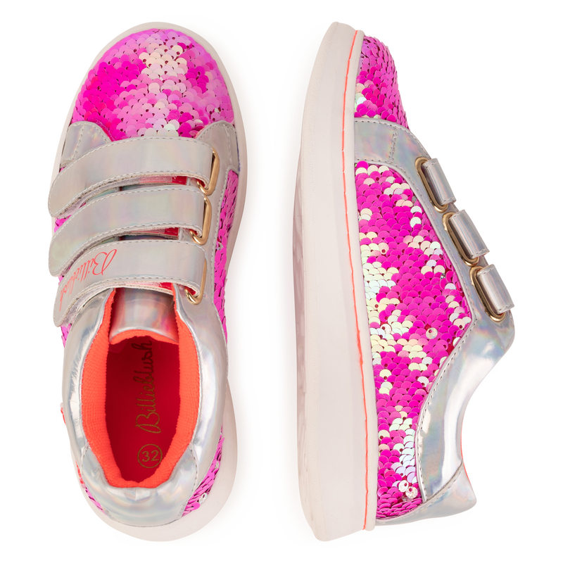 Hook and loop sequin trainers
