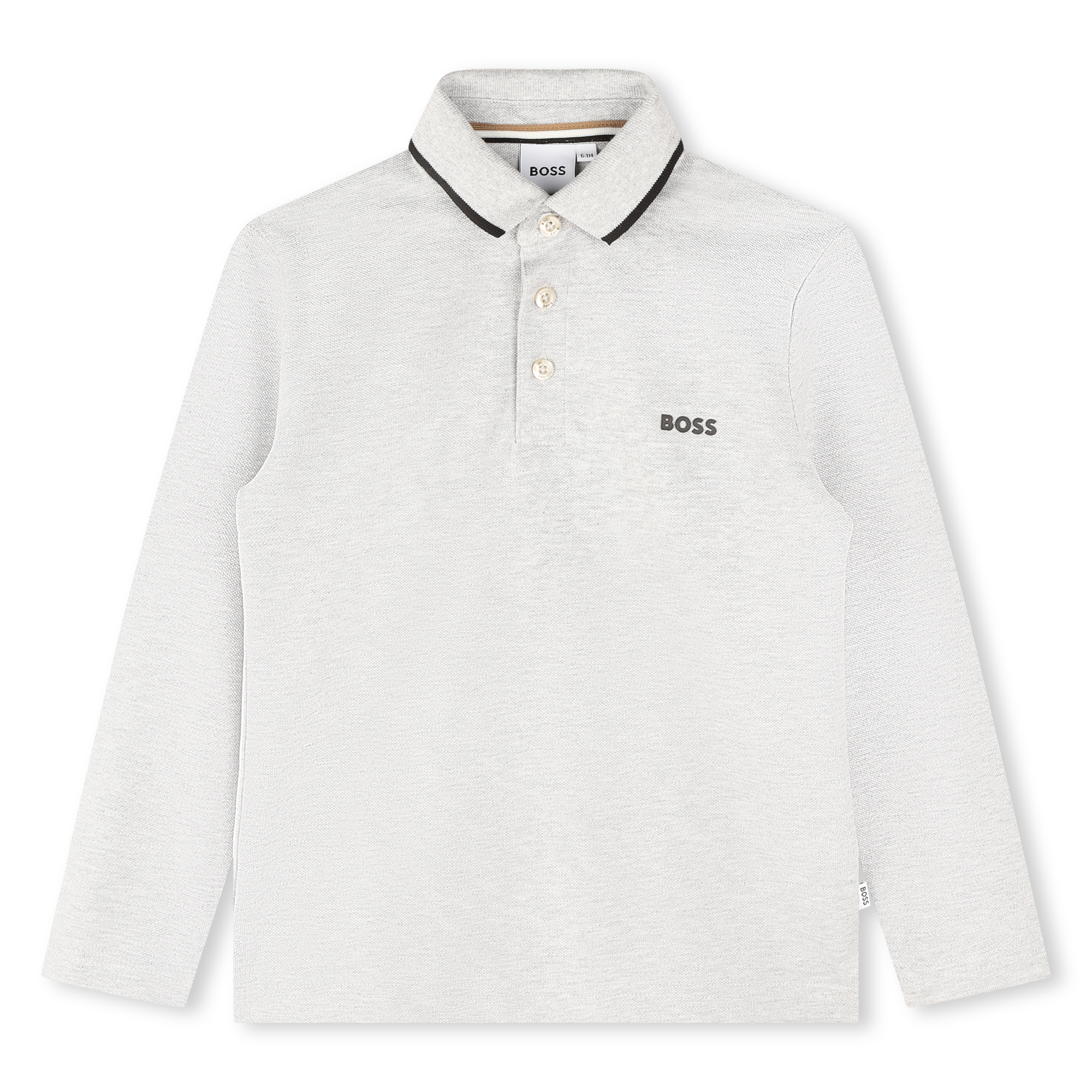 BOSS Kidswear stripe-trim long-sleeve shirt - White