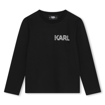 Long-Sleeved Cotton T-Shirt KARL LAGERFELD KIDS BOY