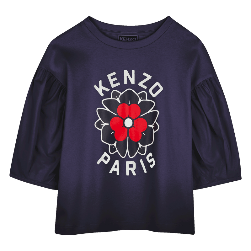 Bi-material T-shirt with print KENZO KIDS 
                        GIRL