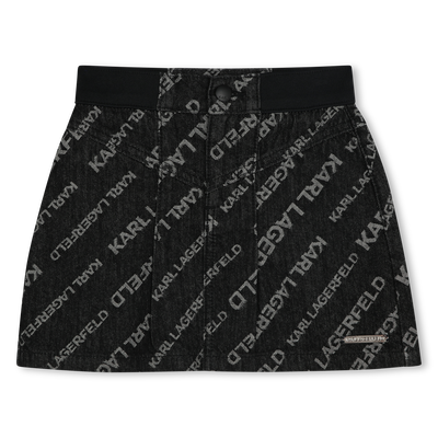 Short flared denim skirt KARL LAGERFELD KIDS GIRL