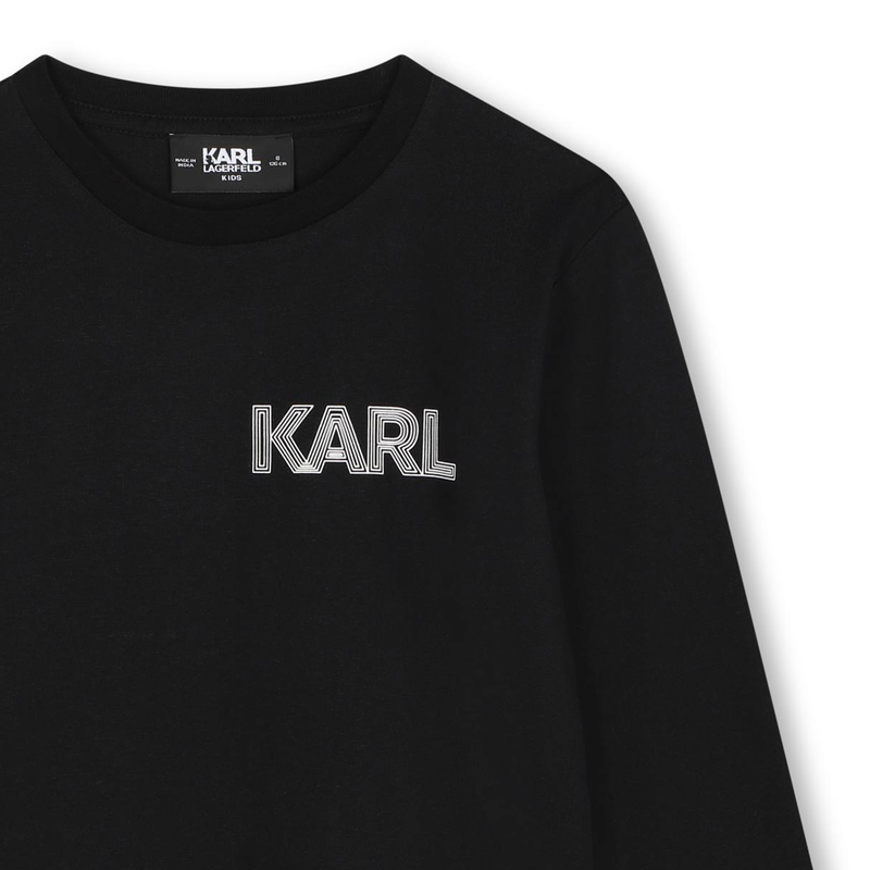 Long-Sleeved Cotton T-Shirt KARL LAGERFELD KIDS 
                        BOY
