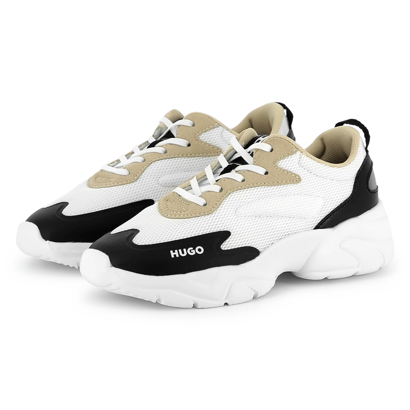 Bi-material lace-up sneakers HUGO 
                        BOY