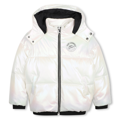 Hooded down jacket KARL LAGERFELD KIDS GIRL