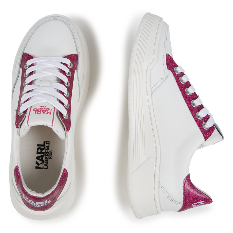 Leather Lace-Up Sneakers KARL LAGERFELD KIDS 
                        GIRL