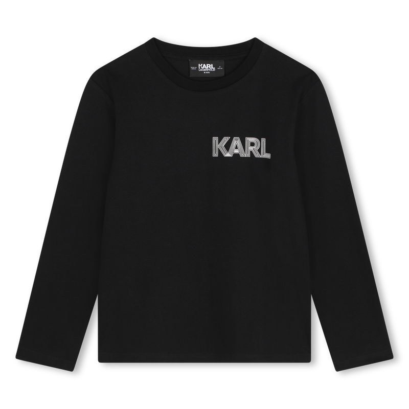 Long-Sleeved Cotton T-Shirt KARL LAGERFELD KIDS 
                        BOY