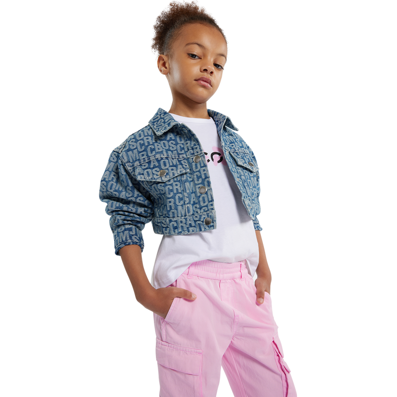 Printed Cropped Jean Jacket