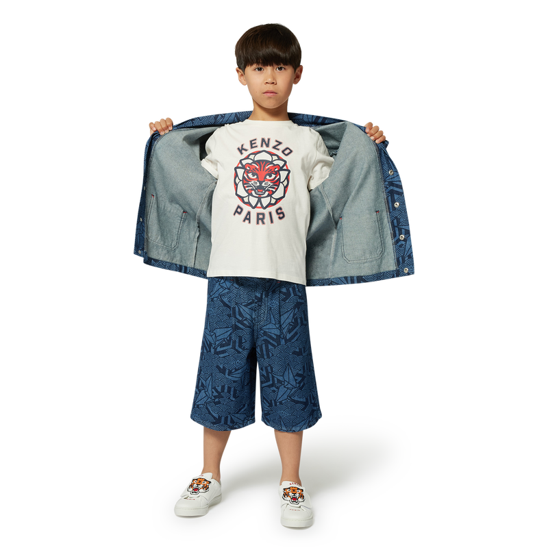 Printed denim Bermuda shorts KENZO KIDS 
                    BOY