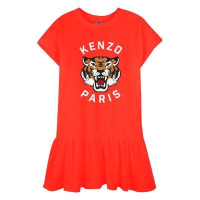 Logo Print Ruffle Dress KENZO KIDS GIRL