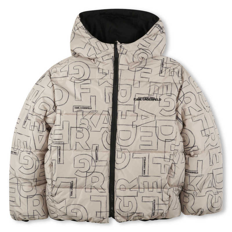 Reversible hooded down jacket KARL LAGERFELD KIDS 
                    BOY