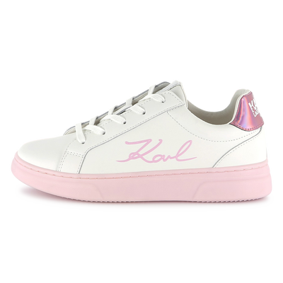 Lace-up leather trainers KARL LAGERFELD KIDS GIRL