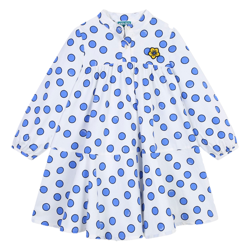 Cotton Poplin Polka Dot Dress KENZO KIDS 
                    GIRL
