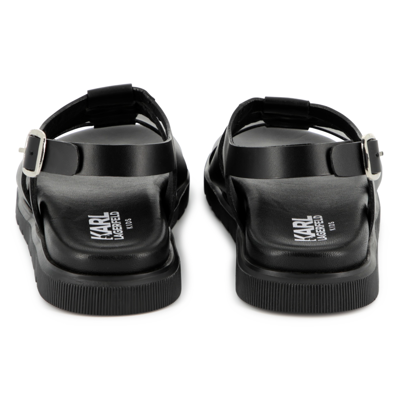 Buckled leather sandals KARL LAGERFELD KIDS 
                        GIRL