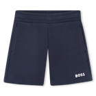 Plain fleece shorts, NAVY, hi-res