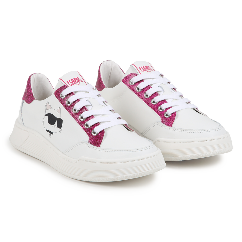 Leather Lace-Up Sneakers KARL LAGERFELD KIDS 
                        GIRL