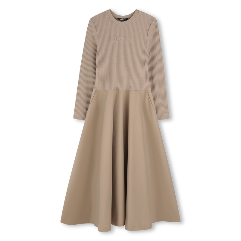 Bi-material long dress DKNY 
                    GIRL