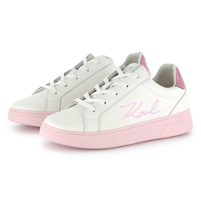 Lace-up leather sneakers KARL LAGERFELD KIDS GIRL