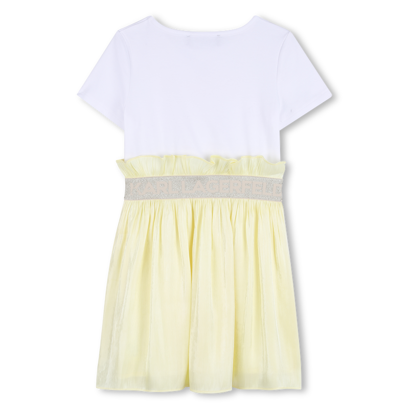 Bi-Material Short-Sleeved Dress KARL LAGERFELD KIDS 
                        GIRL