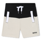 Two-tone fleece shorts, BLACK, hi-res