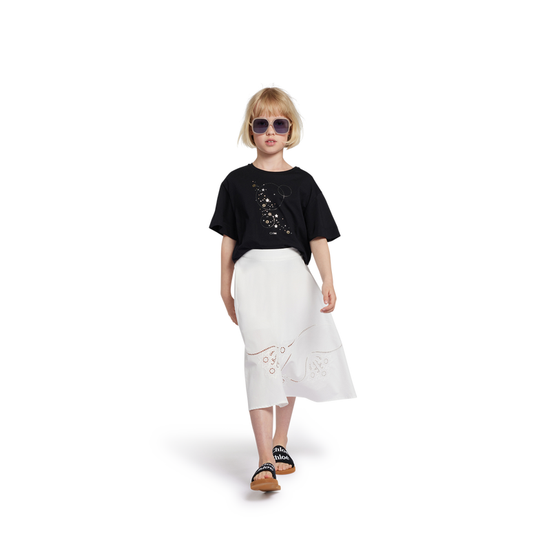Embroidered top poplin skirt