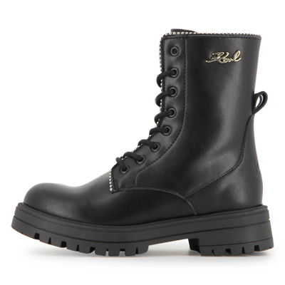 Mid-calf lace-up boot in cowhide leather KARL LAGERFELD KIDS GIRL