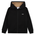 Hooded cardigan, BLACK, hi-res