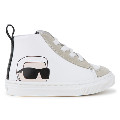 High-Top Leather Sneakers KARL LAGERFELD KIDS UNISEX