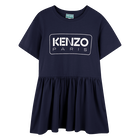 Logo print dress with ruffle KENZO KIDS 
                    GIRL